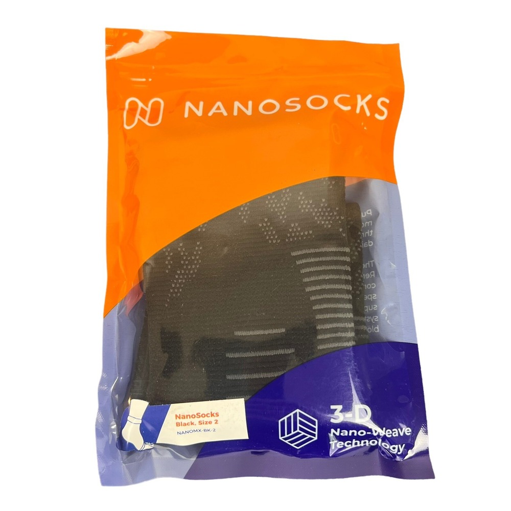 NEW! Nanosocks 3D Nano-Weave Technology Nanomx-BK-2 BLACK Size 2‎ / Medium